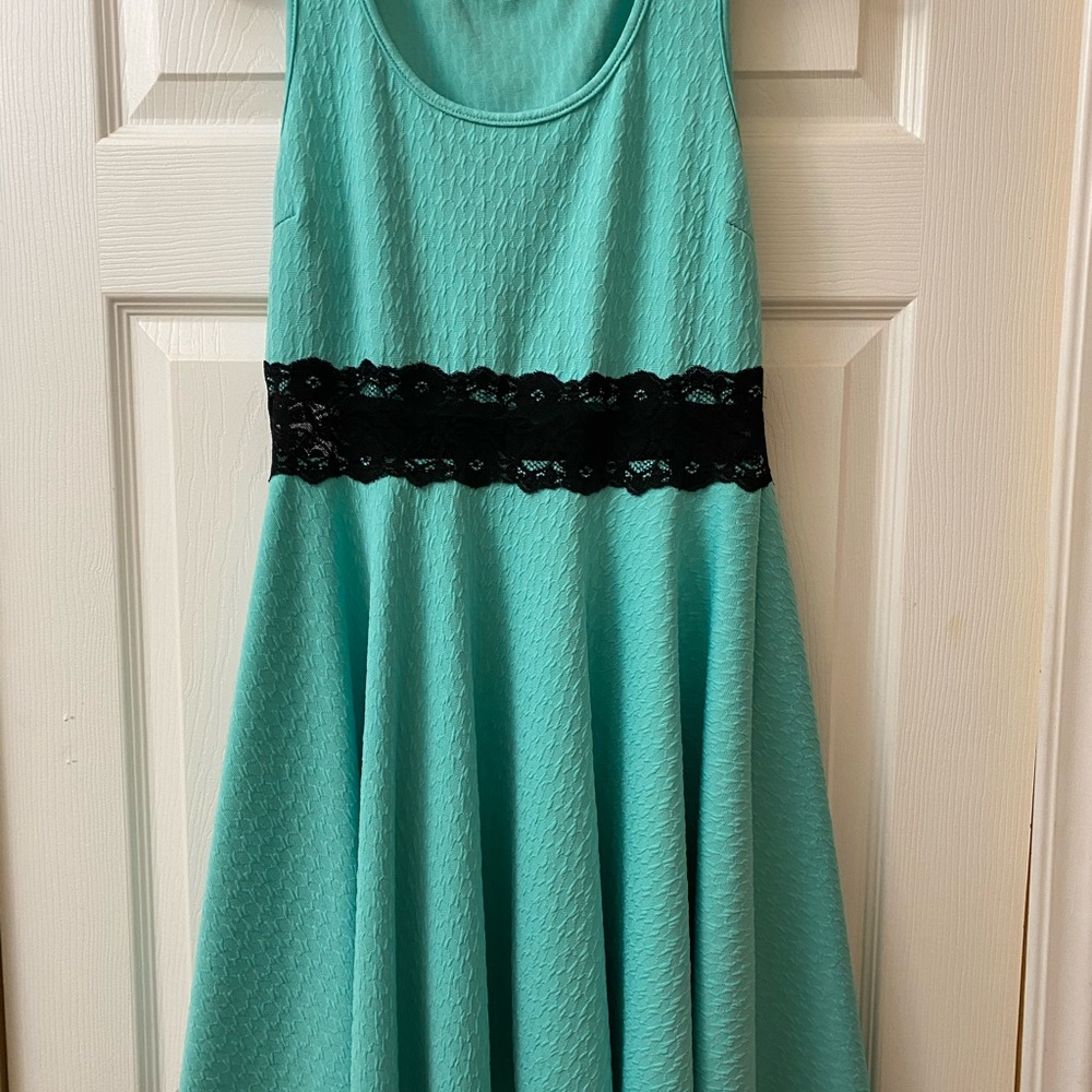 Mint green with lace dress